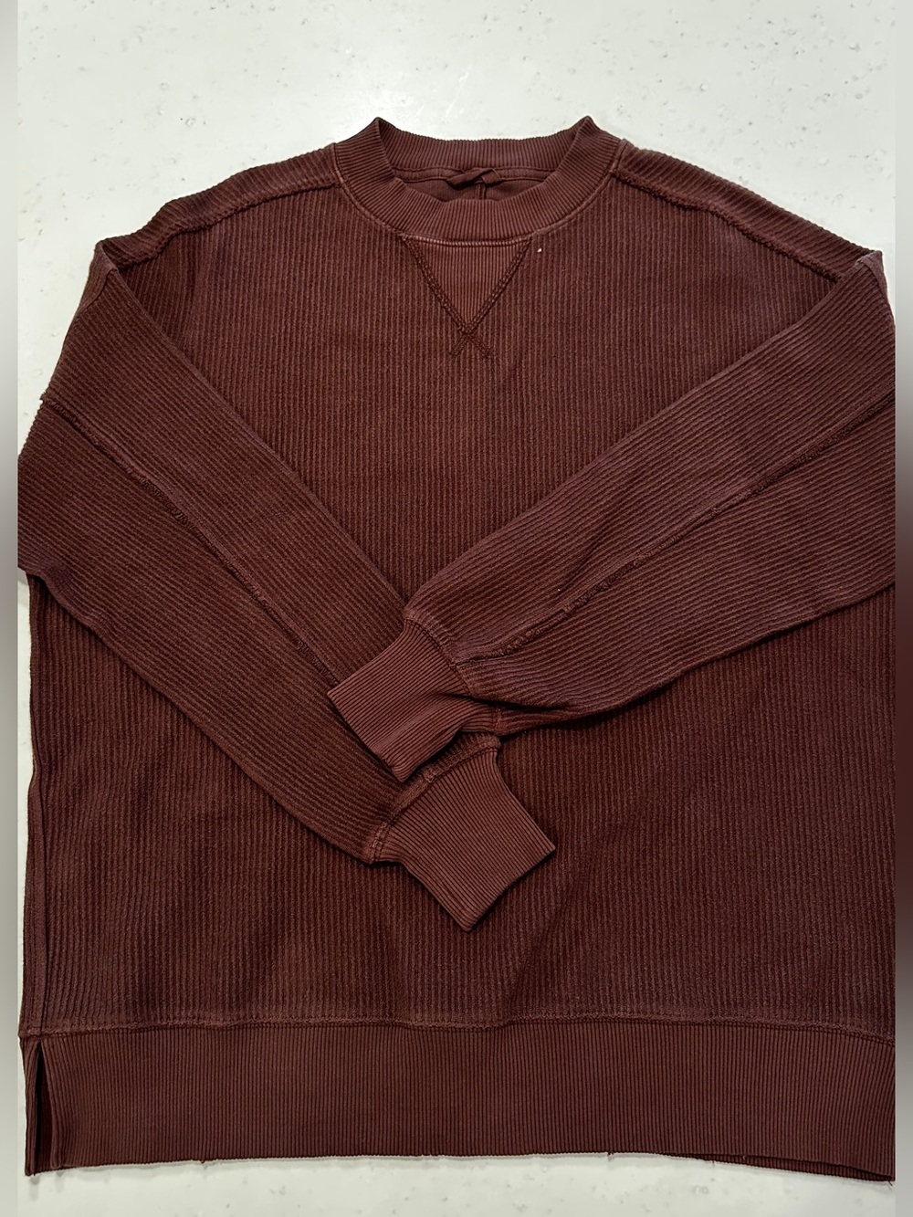 NWOT Aerie Chocolate Brown Oversized Henley Sweatshirt Size XXS Trendy